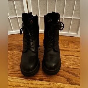 SOLD - Coach Black Zipper Combat Boots, Size 6.5 (Fits like 7, 7.5)